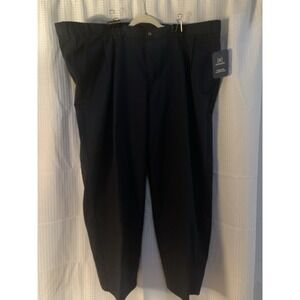 George Mens Classic Fit 50 X 30 Flat‎ Front Pants Black